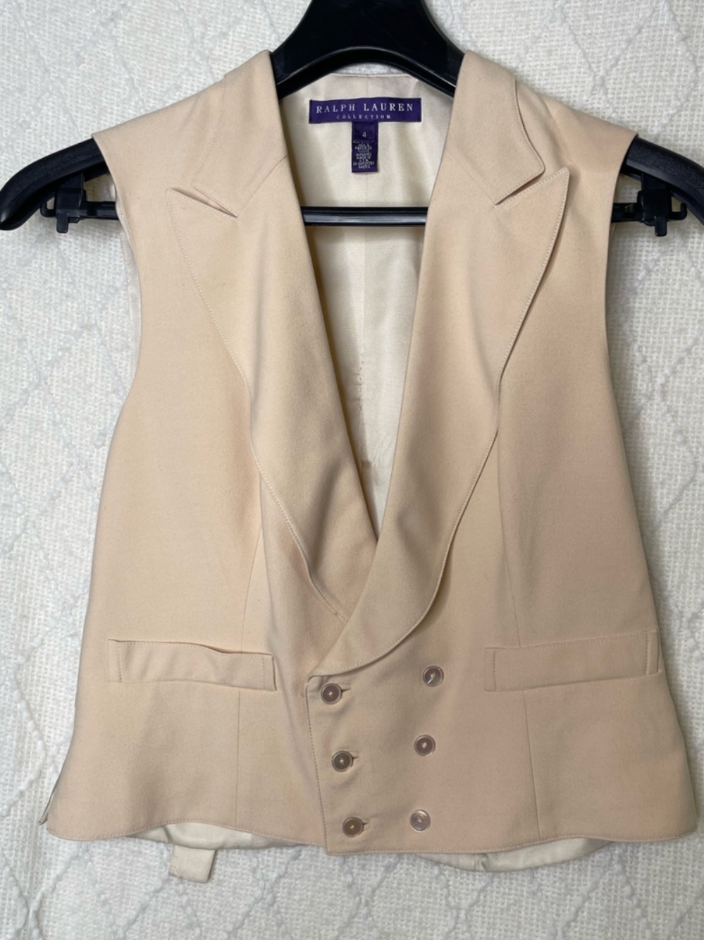 Ralph Lauren Purple Label Cream Silk Blend Jaiden Vest Top w/ Back Lapel – US 4 - Picture 5 of 13